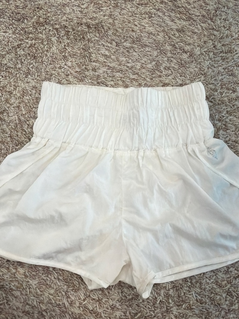 FP Movement by Free People White High-Waist Smocked Athletic Shorts